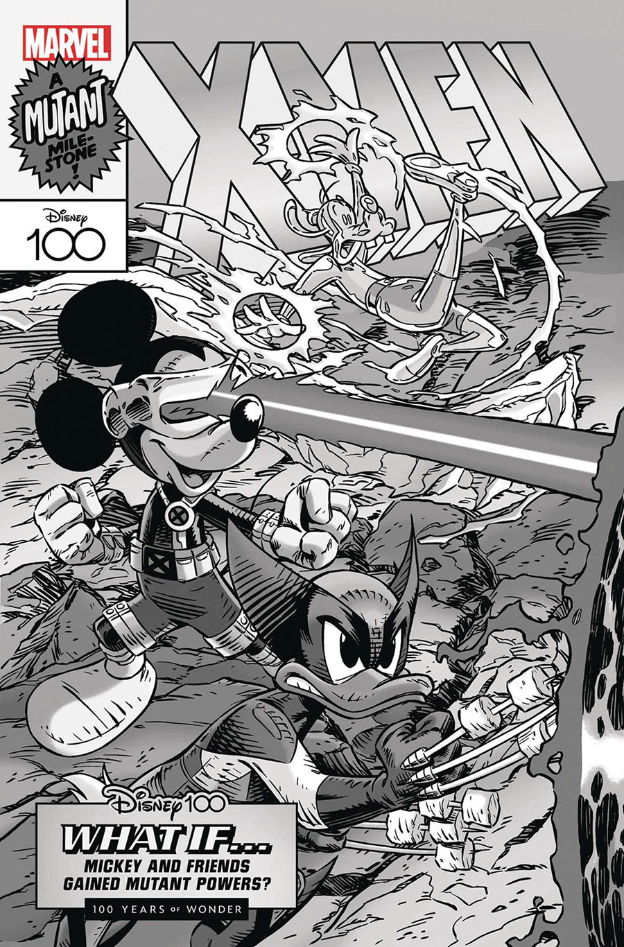 Amazing Spider-Man Vol 6 #39 Cover H Incentive Vitale Mangiatordi Disney100 X-Men Black & White Cover (Gang War Tie-In)