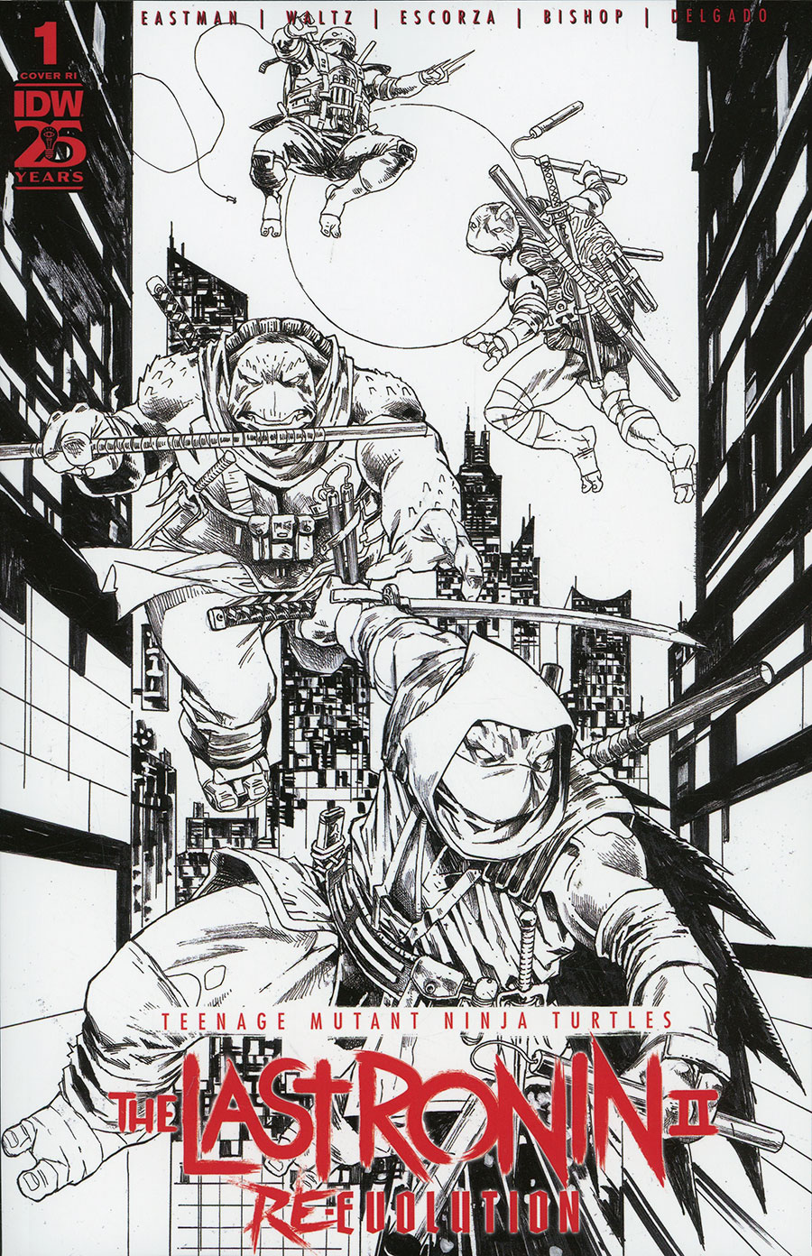 Teenage Mutant Ninja Turtles The Last Ronin II Re-Evolution #1 Cover H Incentive Esau Escorza & Issac Escorza Black & White Cover