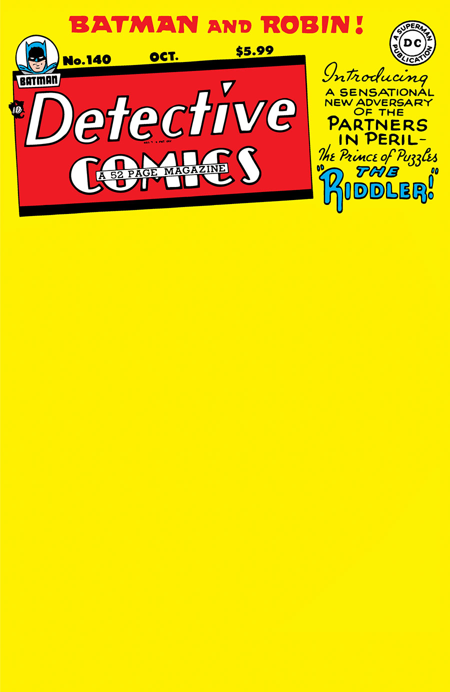 Detective Comics #140 Facsimile Edition Cover C Variant Blank Card Stock Cover