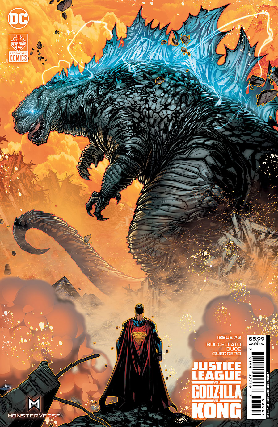 Justice League vs Godzilla vs Kong #3 Cover B Variant Jonboy Meyers Card Stock Cover (Limit 1 Per Customer)