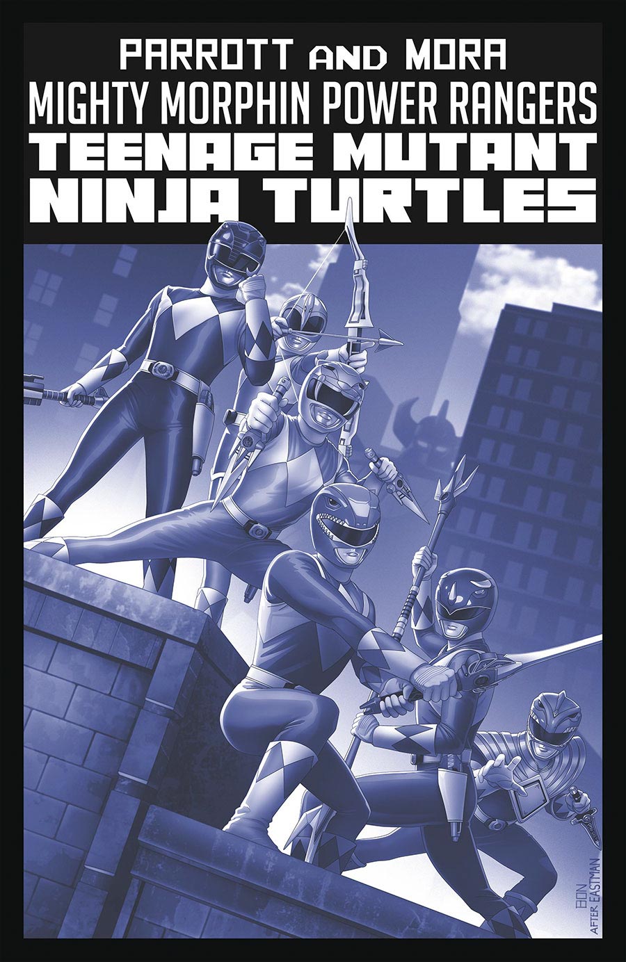 Mighty Morphin Power Rangers Teenage Mutant Ninja Turtles II Black & White Edition #1 Cover B Variant Bon Bernardo MMPR Cover
