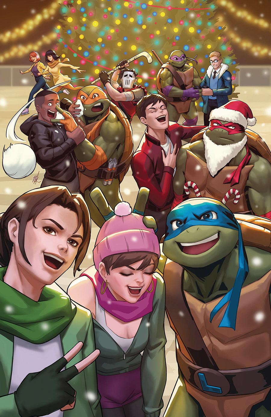 Mighty Morphin Power Rangers Teenage Mutant Ninja Turtles II Black & White Edition #1 Cover D Variant Ejikure Holiday Cover