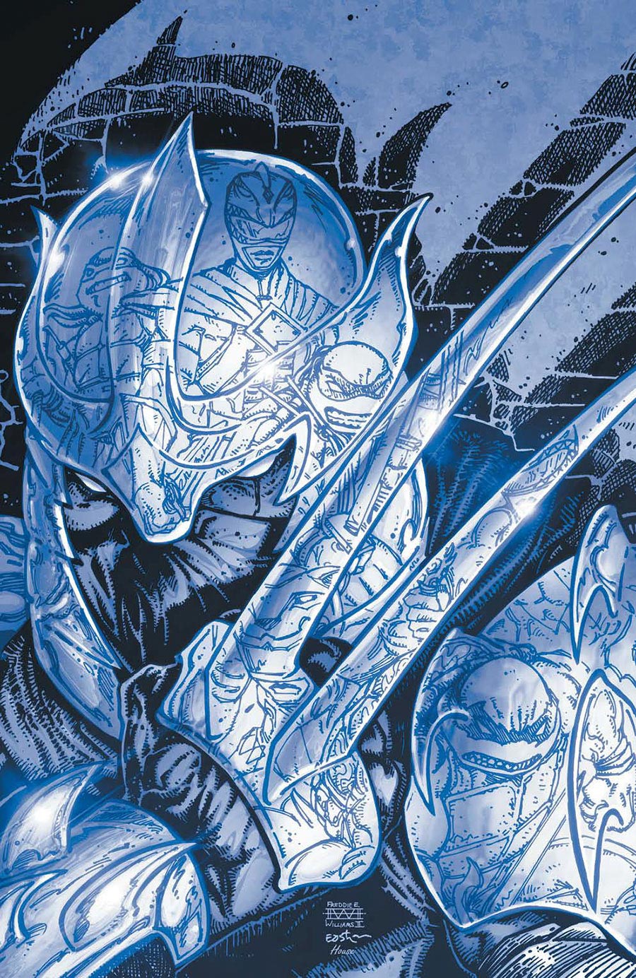 Mighty Morphin Power Rangers Teenage Mutant Ninja Turtles II Black & White Edition #1 Cover E Variant Kevin Eastman & Freddie E Williams II Reveal Cov