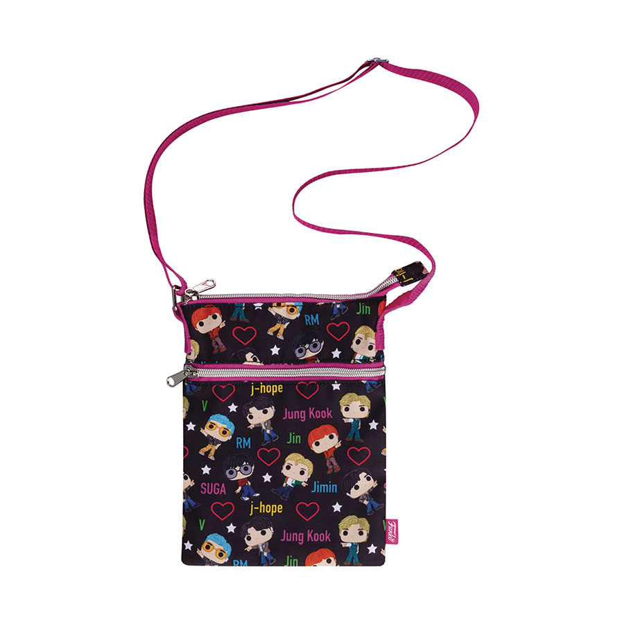 BTS Band With Hearts All-Over-Print Funko POP Passport Crossoby Bag