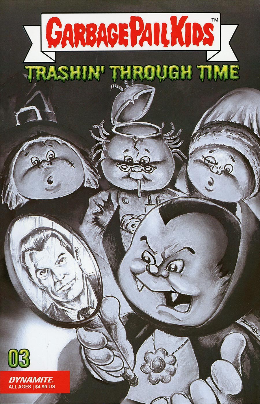 Garbage Pail Kids Trashin Through Time #3 Cover E Incentive Jeff Zapata Black & White Cover