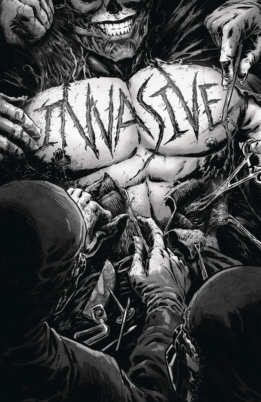 Invasive #1 Cover E Incentive Brian Level Black & White Cover