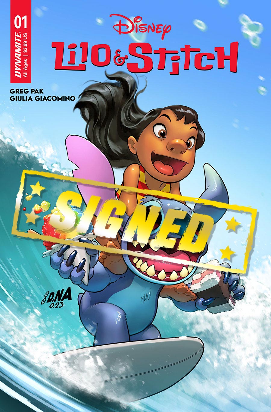 Lilo & Stitch #1 Cover T Variant David Nakayama Cover Signed By Greg Pak Moana McAdams & Nathan Cosby