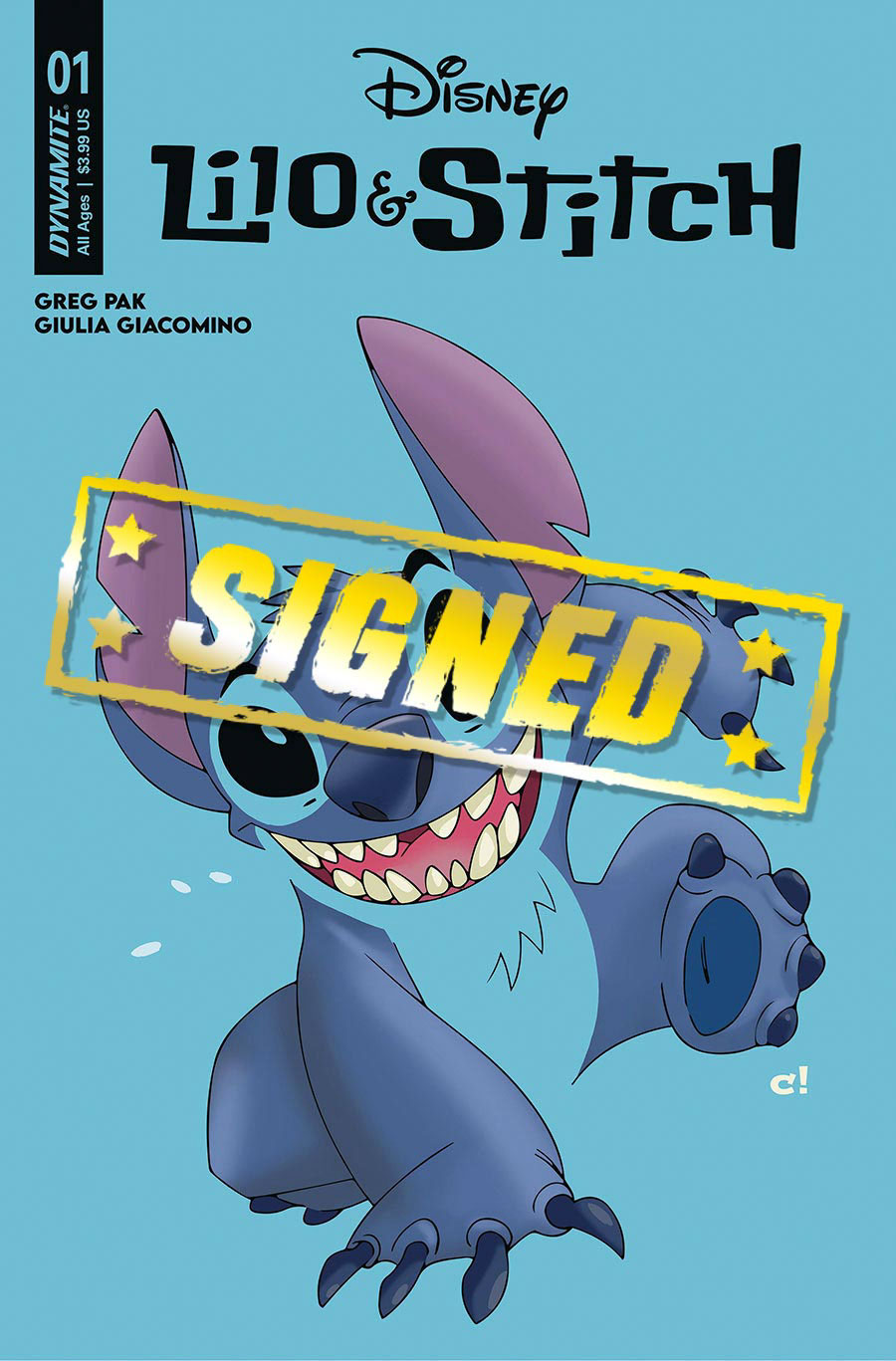 Lilo & Stitch #1 Cover V Variant Craig Rousseau Color Bleed Cover Signed By Greg Pak Moana McAdams & Nathan Cosby