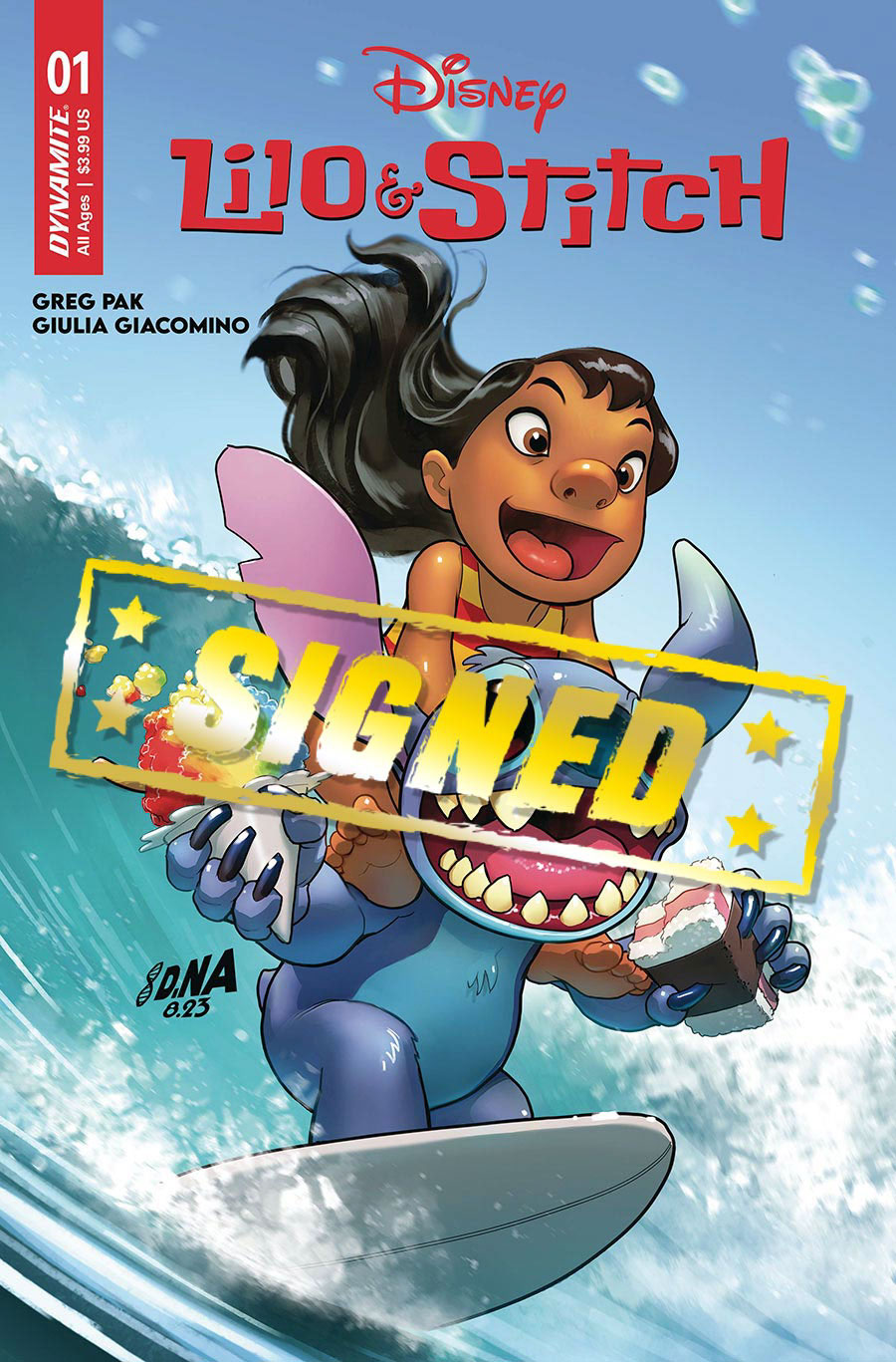 Lilo & Stitch #1 Cover X Variant David Nakayama Foil Cover Signed By Greg Pak Moana McAdams & Nathan Cosby