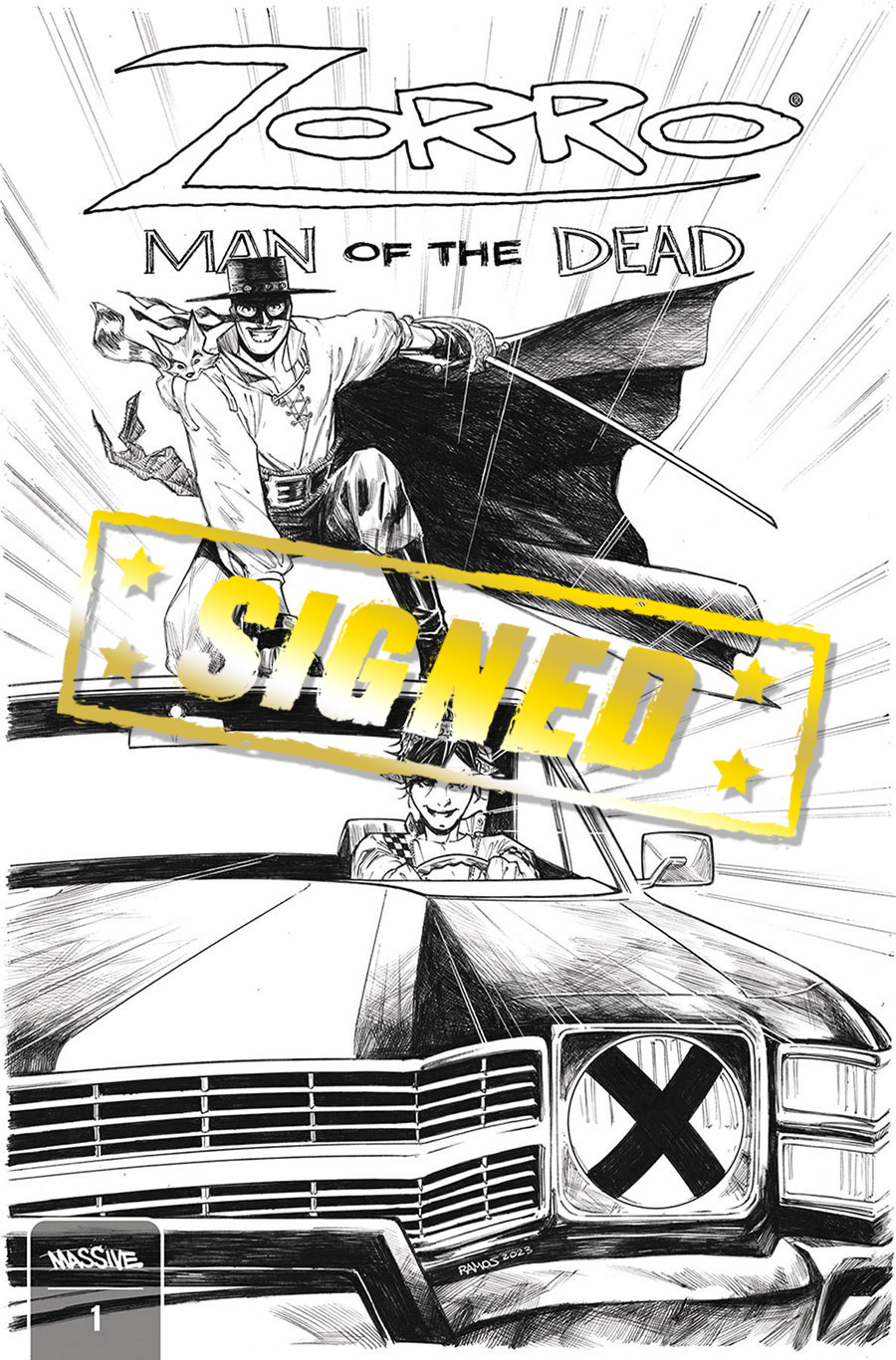 Zorro Man Of The Dead #1 Cover X Variant Humberto Ramos Black & White Cover Signed By Sean Gordon Murphy