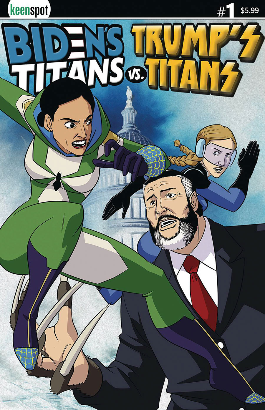 Bidens Titans vs Trumps Titans #1 (One Shot) Cover E Variant AOC & Greta vs Ted Cruz Cover