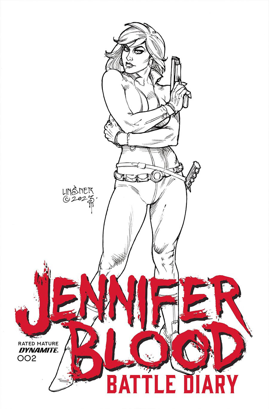 Jennifer Blood Battle Diary #2 Cover D Incentive Joseph Michael Linsner Line Art Cover
