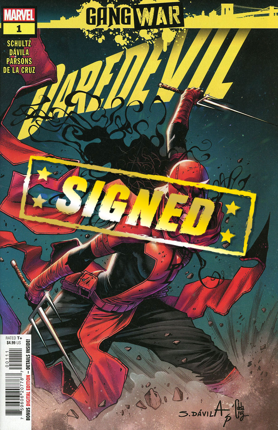 Daredevil Gang War #1 Cover F DF Signed By Erica Schultz