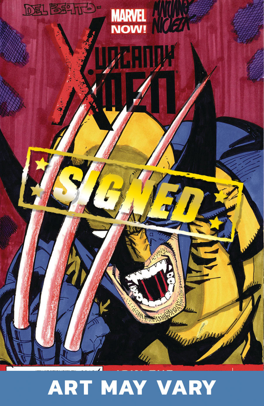 Marvel Comics Commissioned Cover Art Signed & Remarked By Mariano Nicieza & Joe Delbeato With A Wolverine Hand-Drawn Sketch