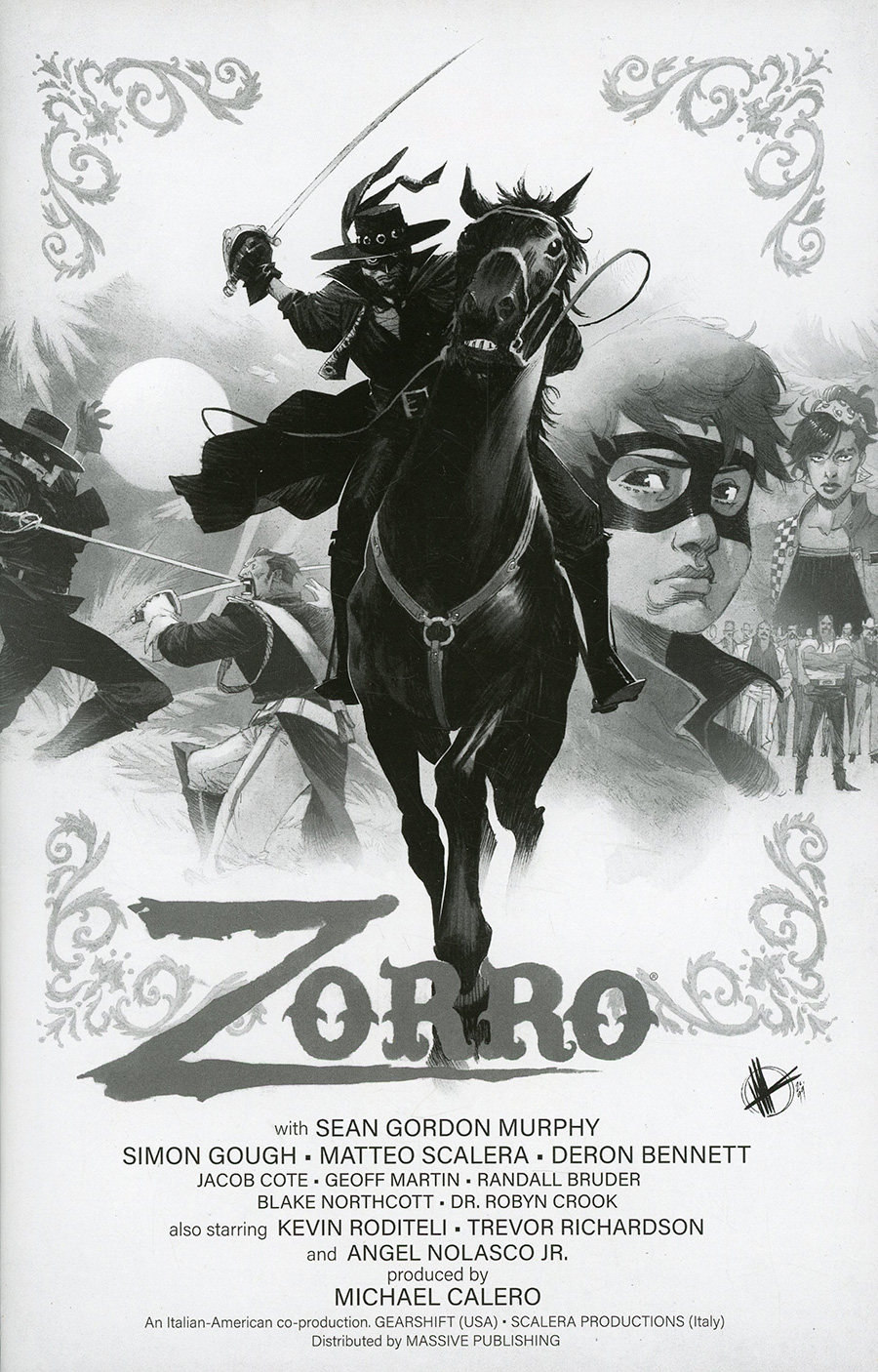 Zorro Man Of The Dead #1 Cover F Incentive Matteo Scalera Movie Poster Homage Black & White Cover