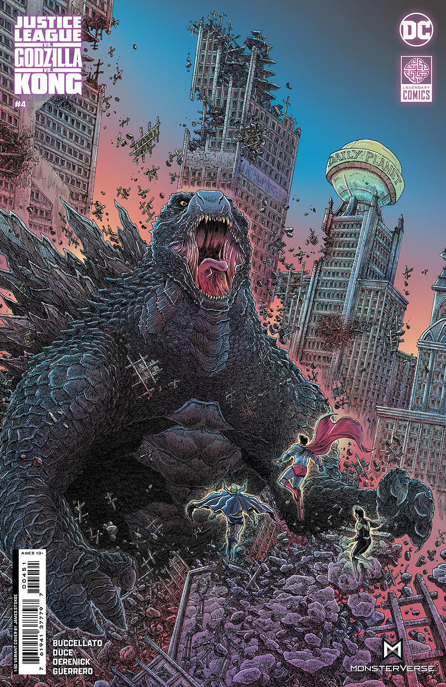 Justice League vs Godzilla vs Kong #4 Cover E Incentive James Stokoe Card Stock Variant Cover
