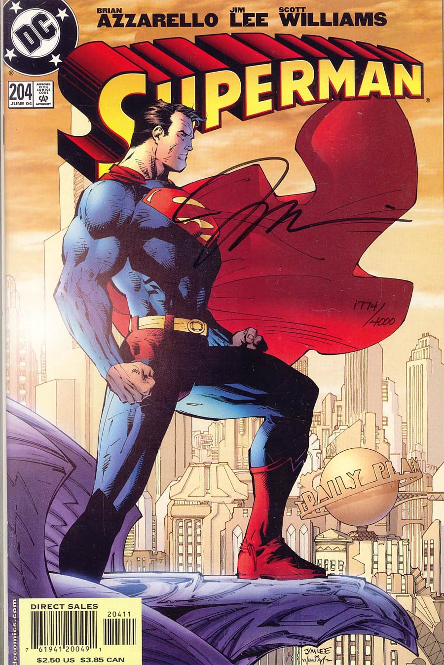 Superman Vol 2 #204 Cover C DF Signed By Jim Lee
