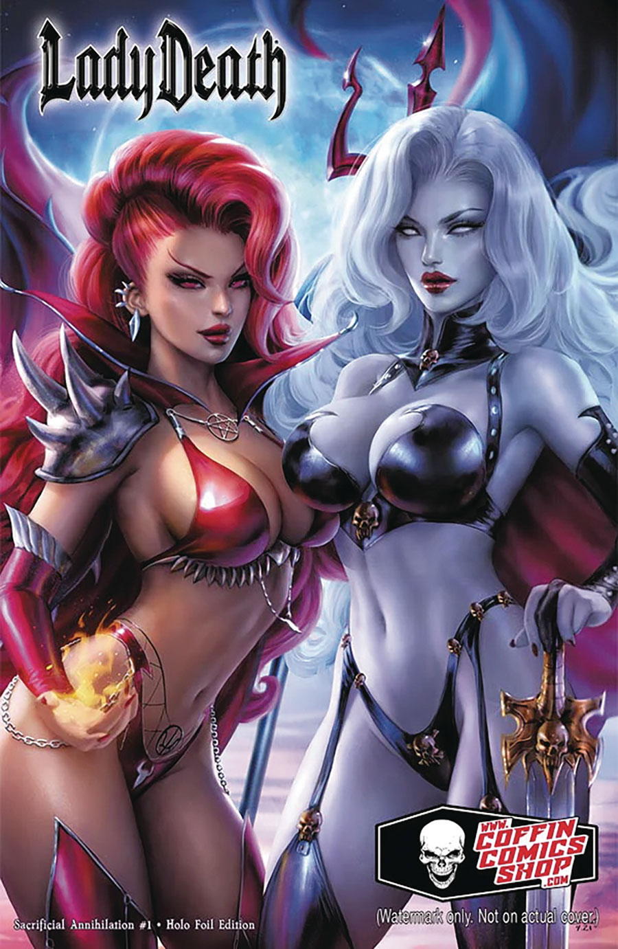 Lady Death Sacrificial Annihilation #1 Cover I Double Danger Holofoil Edition