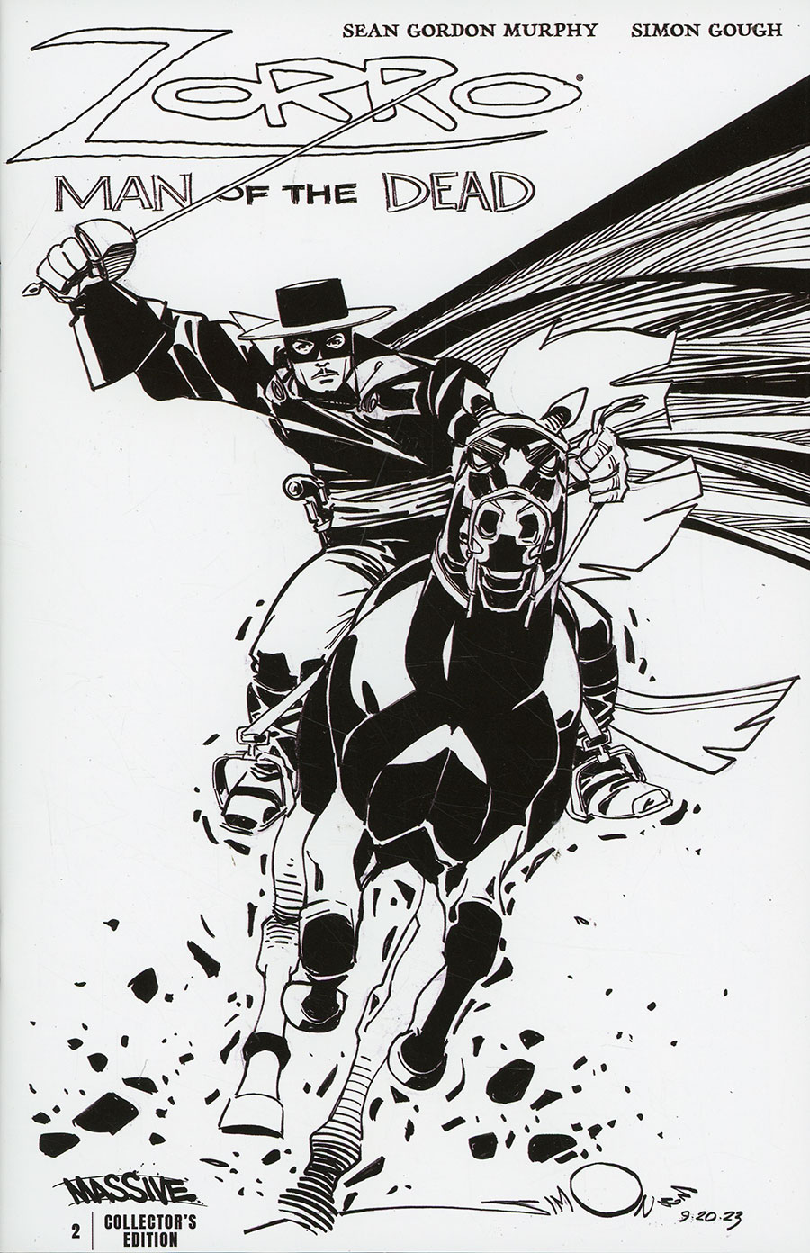 Zorro Man Of The Dead #2 Cover F Variant Walter Simonson Black & White Backer Cover
