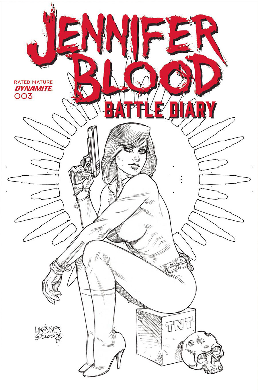 Jennifer Blood Battle Diary #3 Cover D Incentive Joseph Michael Linsner Line Art Cover