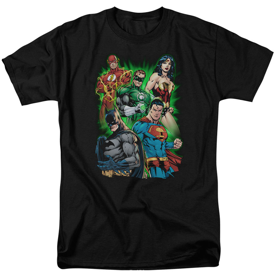 Justice League Will Power Black Mens T-Shirt Large