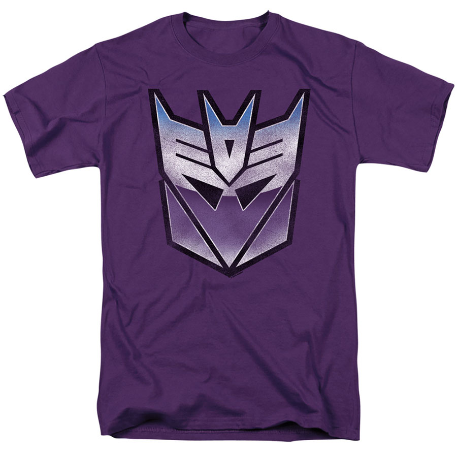 Transformers Distressed Decepticon Logo Purple Mens T-Shirt Large