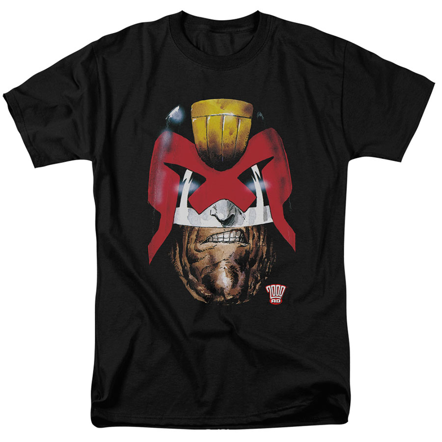 Judge Dredds Head Black Mens T-Shirt Large
