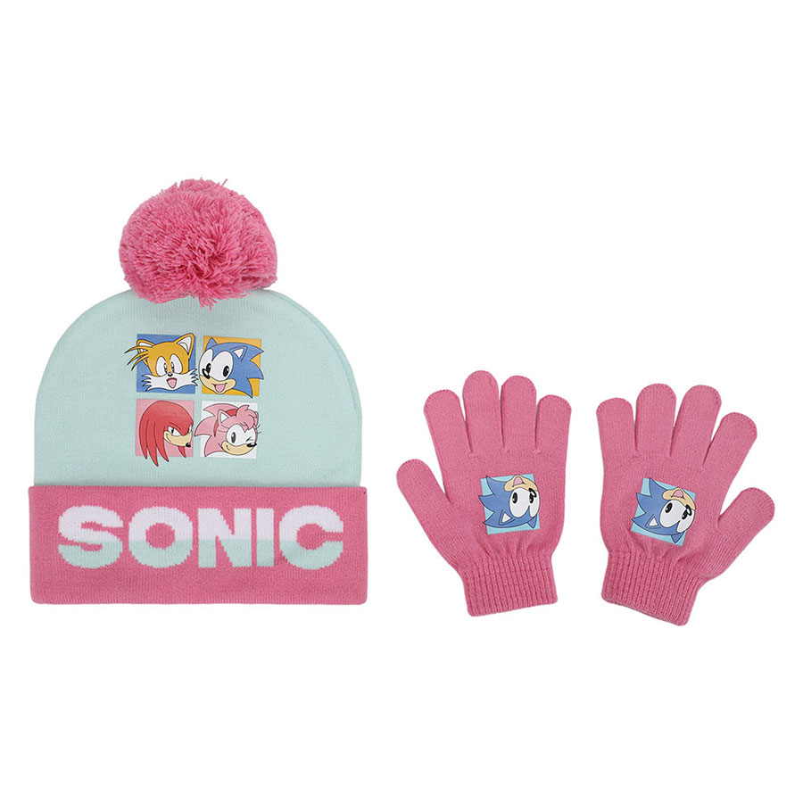 Sonic The Hedgehog Pink Youth Beanie & Gloves Combo