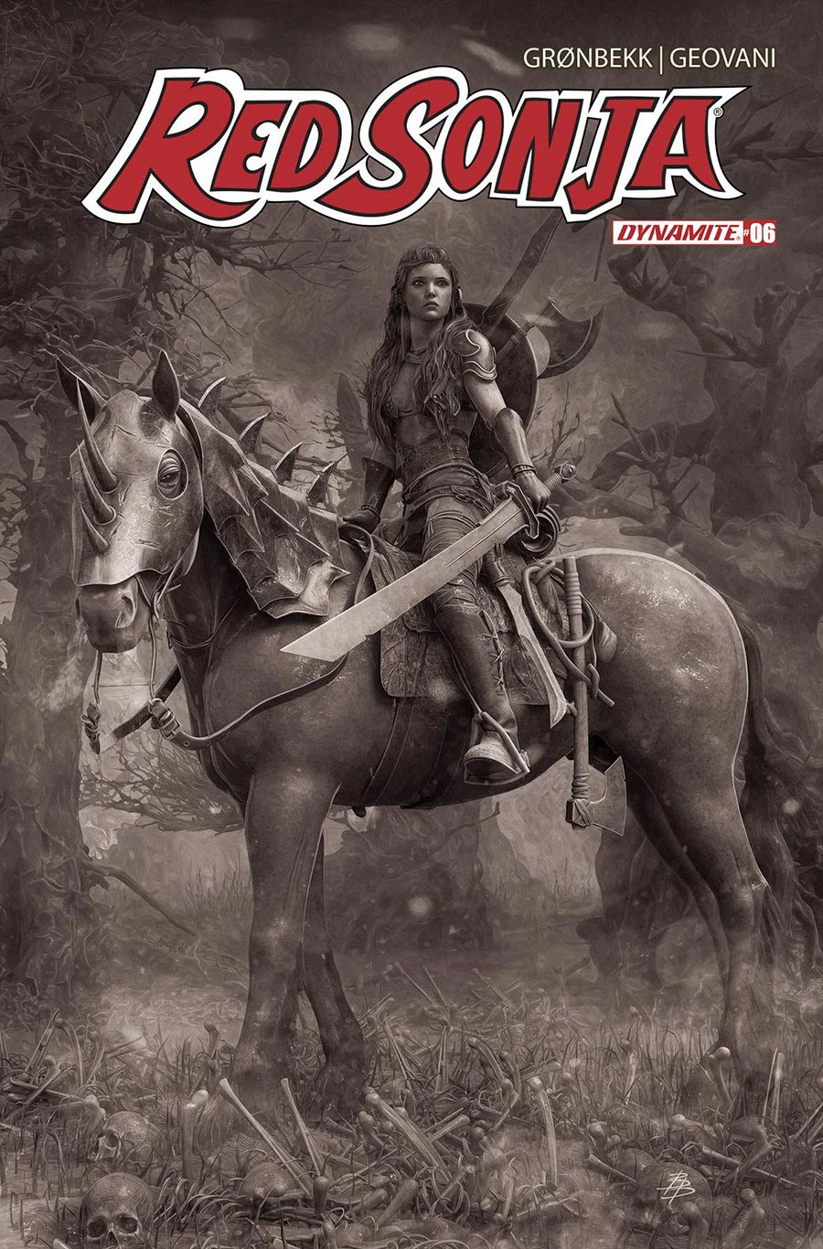 Red Sonja Vol 10 #6 Cover O Incentive Bjorn Barends Black & White Cover