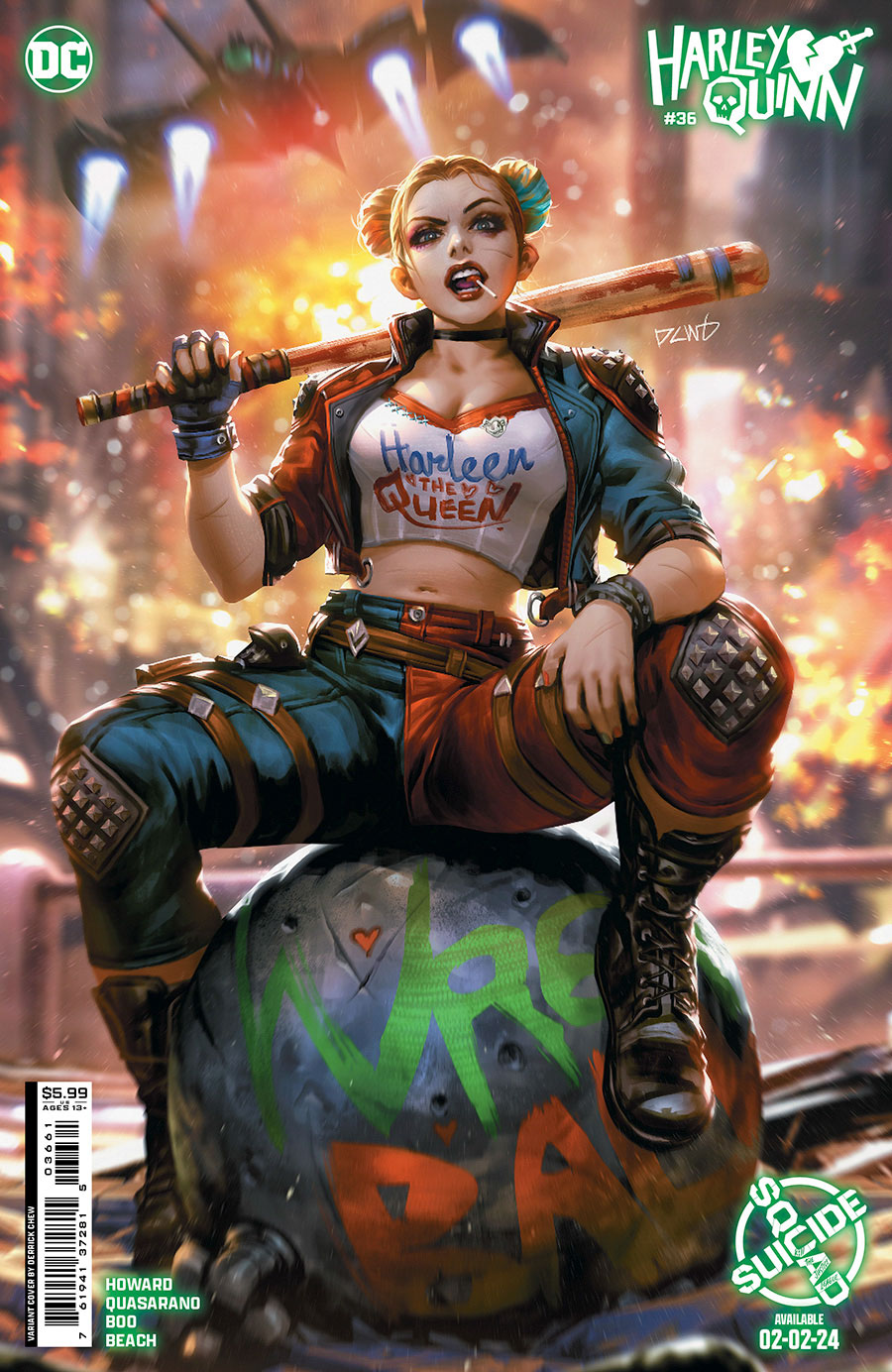 Harley Quinn Vol 4 #36 Cover C Variant Derrick Chew Suicide Squad Kill Arkham Asylum Harley Quinn Card Stock Cover