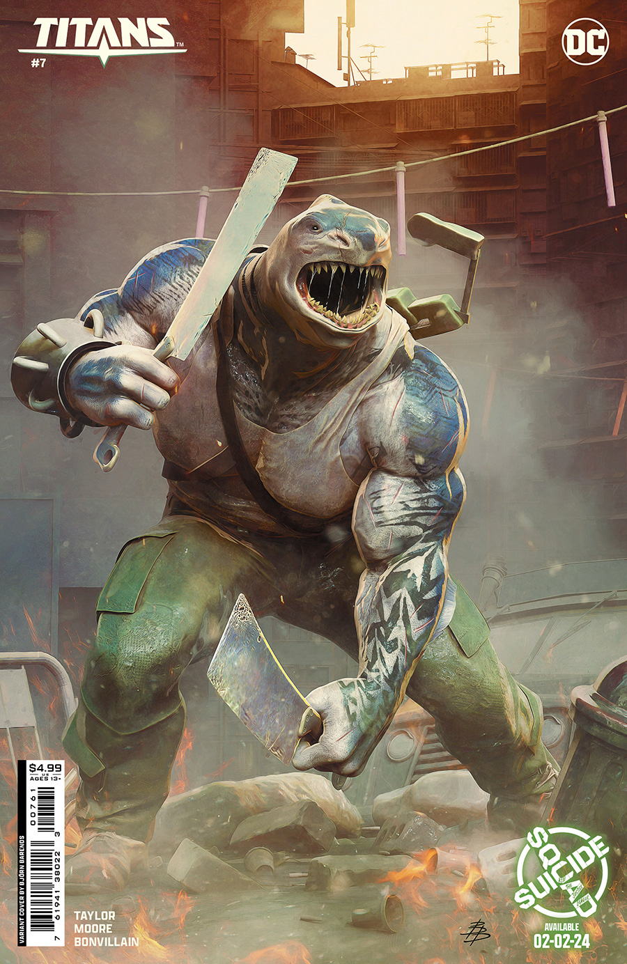Titans Vol 4 #7 Cover D Variant Bjorn Barends Suicide Squad Kill Arkham Asylum King Shark Card Stock Cover