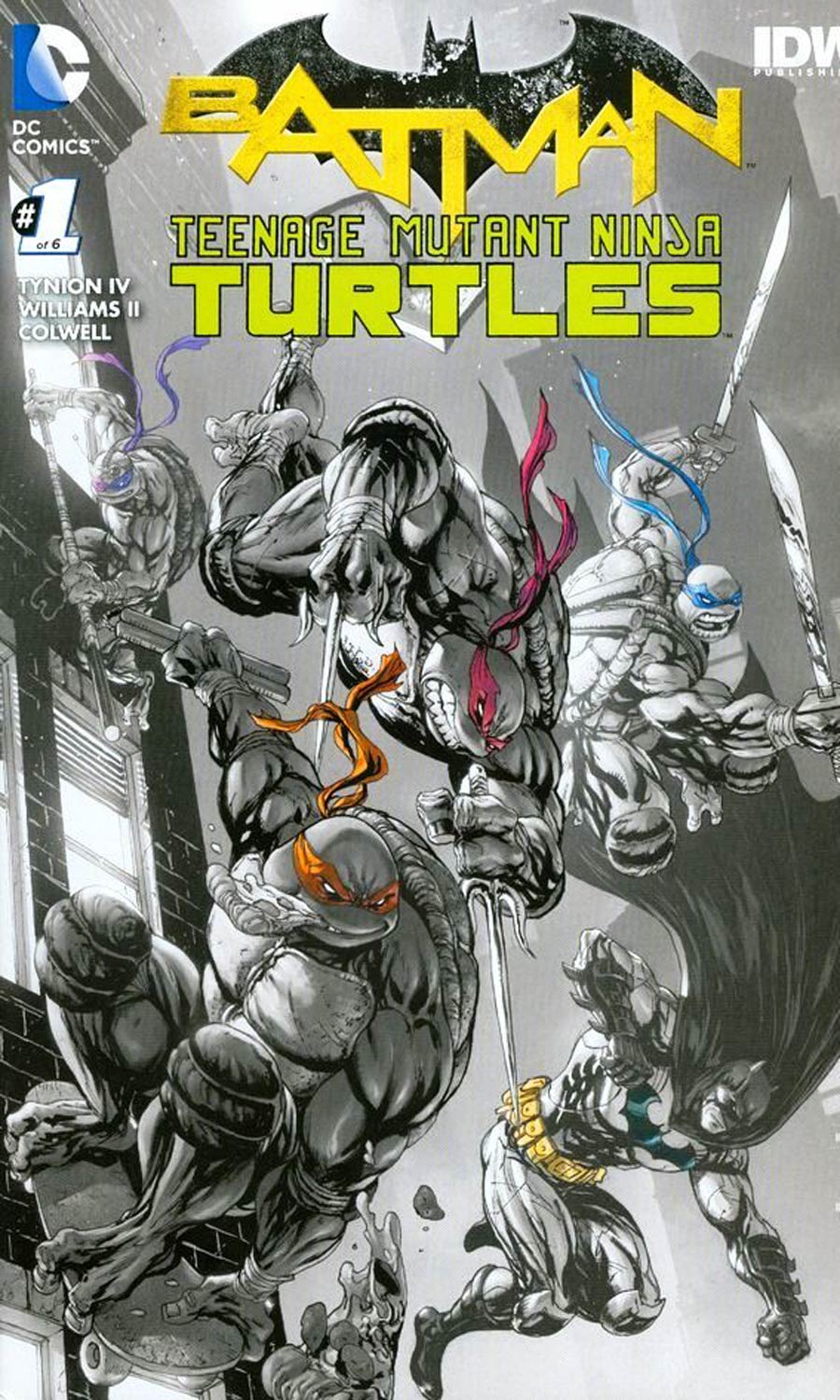 Batman Teenage Mutant Ninja Turtles #1 Cover Z-C Hasting Black And White Variant Cover