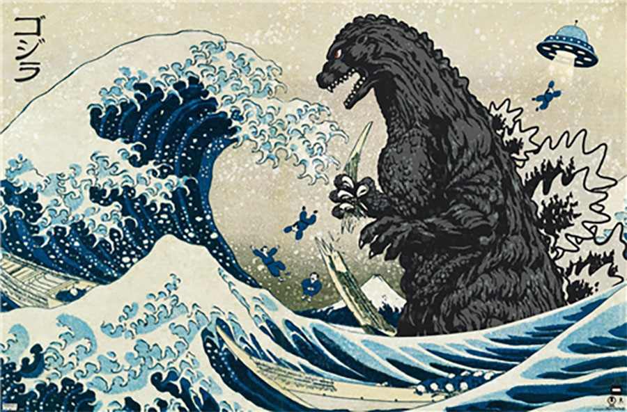 Godzilla Great Wave Poster