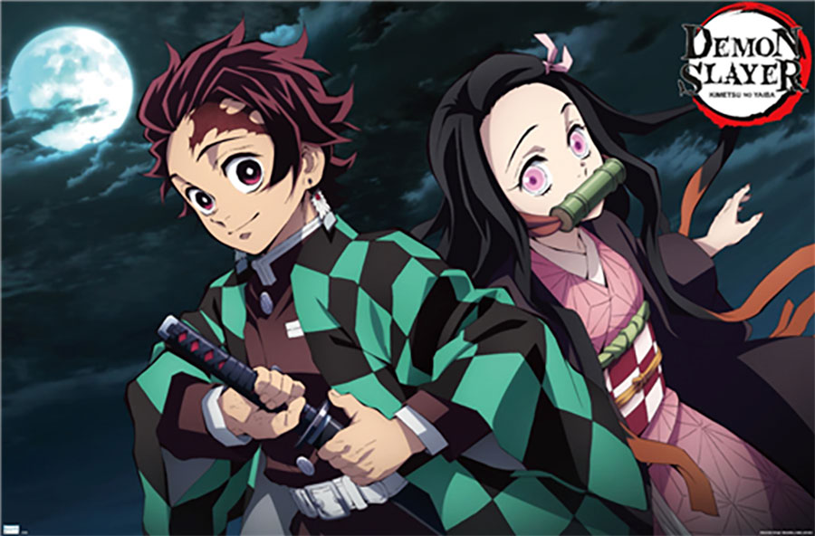 Demon Slayer Kimetsu No Yaiba Tanjiro & Nezuko Night Poster