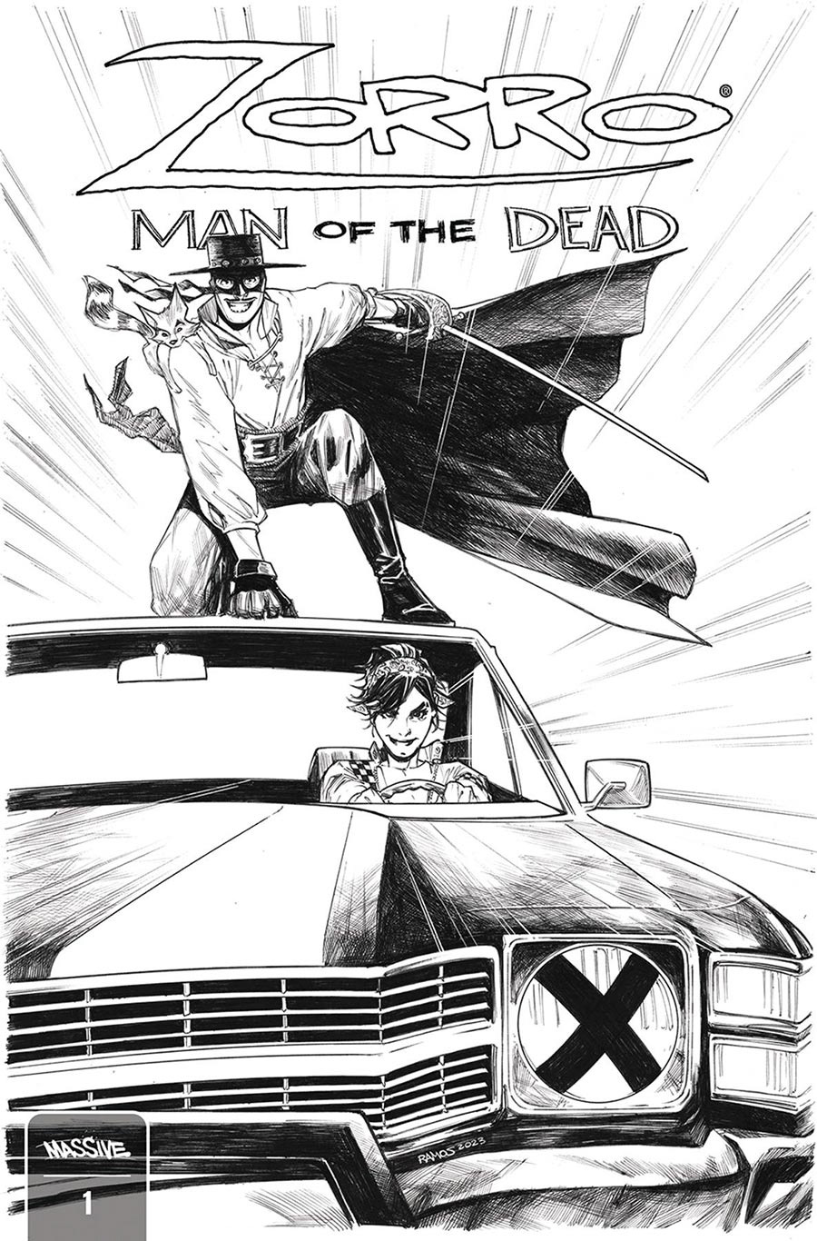 Zorro Man Of The Dead #1 Cover L Variant Humberto Ramos Black & White Cover