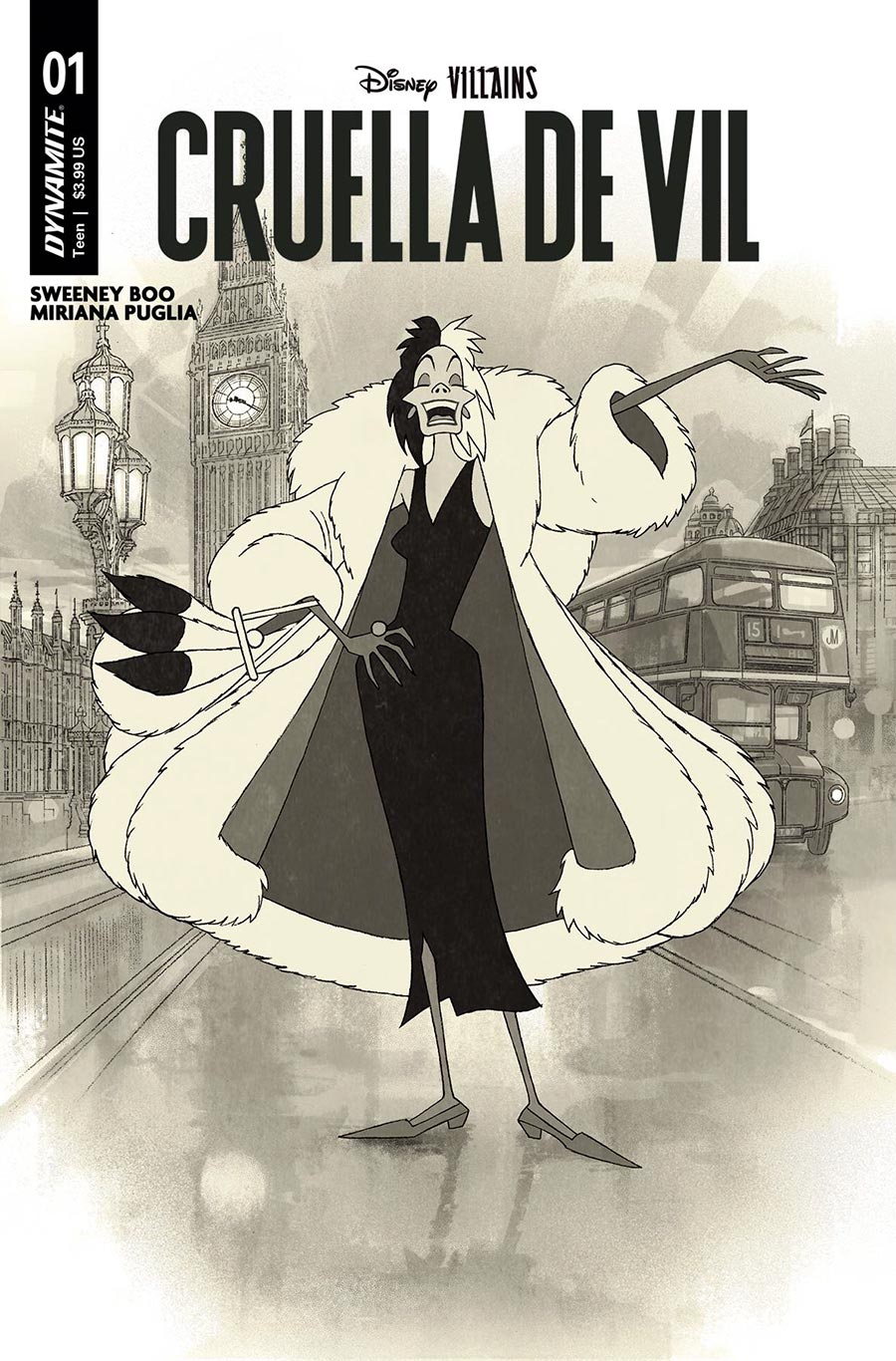 Disney Villains Cruella De Vil #1 Cover L Incentive Joshua Middleton Noir Cover