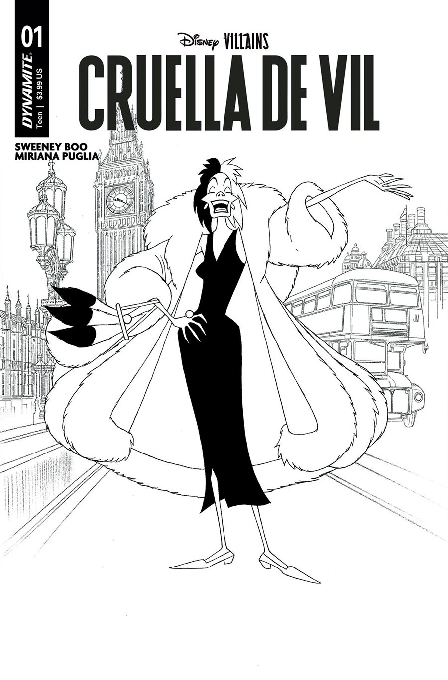 Disney Villains Cruella De Vil #1 Cover M Incentive Joshua Middleton Line Art Cover