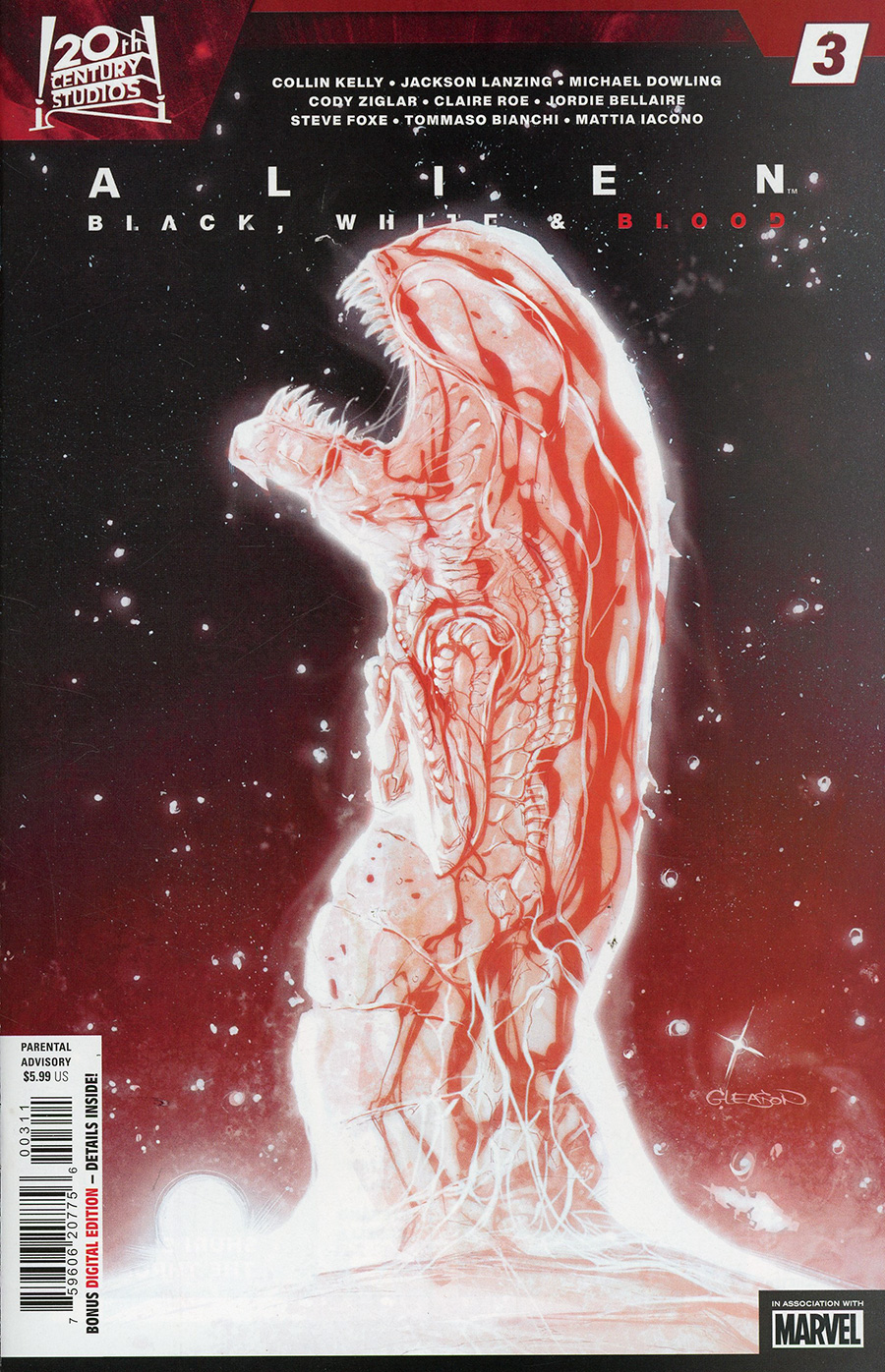 Alien Black White & Blood #3 Cover A Regular Patrick Gleason Cover