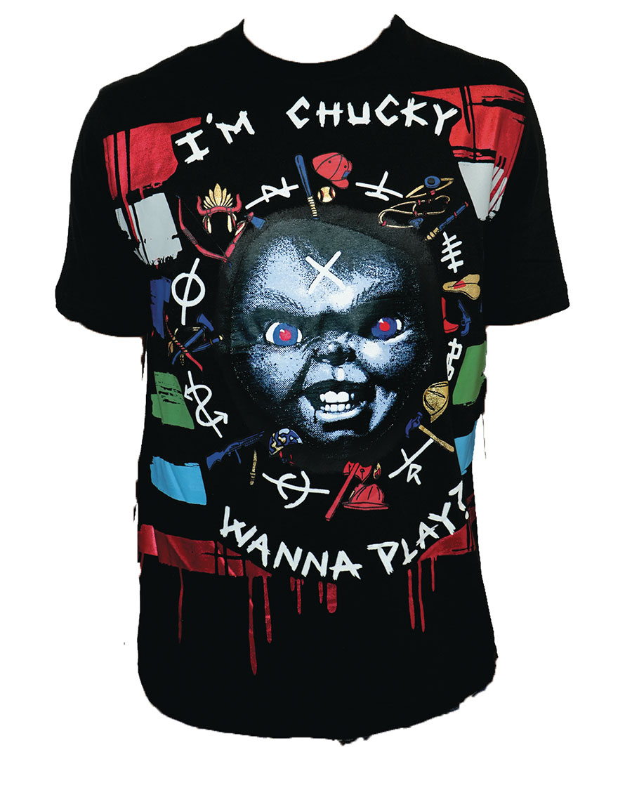 Chucky Wanna Play Black T-Shirt XXX-Large