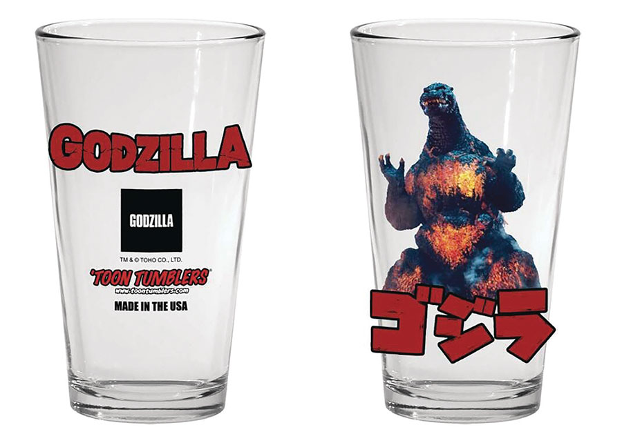 Toho Toon Tumblers Pint Glass - Burning Godzilla