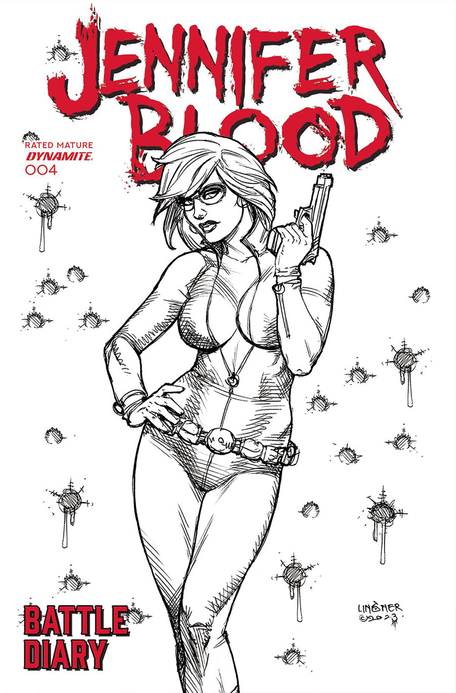 Jennifer Blood Battle Diary #4 Cover D Incentive Joseph Michael Linsner Line Art Cover
