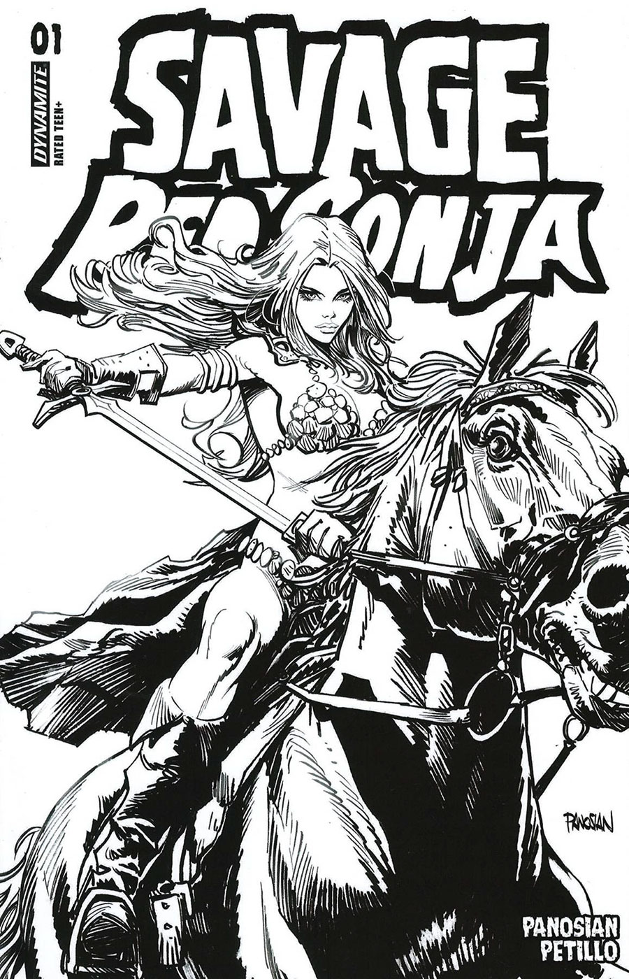 Savage Red Sonja #1 Cover P Dynamite Com Exclusive Dan Panosian Line Art Variant Cover