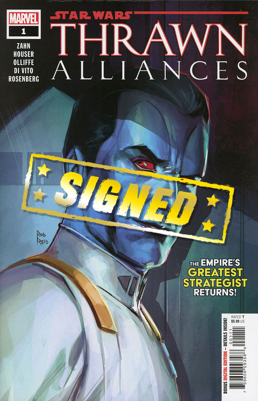 Star Wars Thrawn Alliances #1 Cover I DF Signed By Timothy Zahn