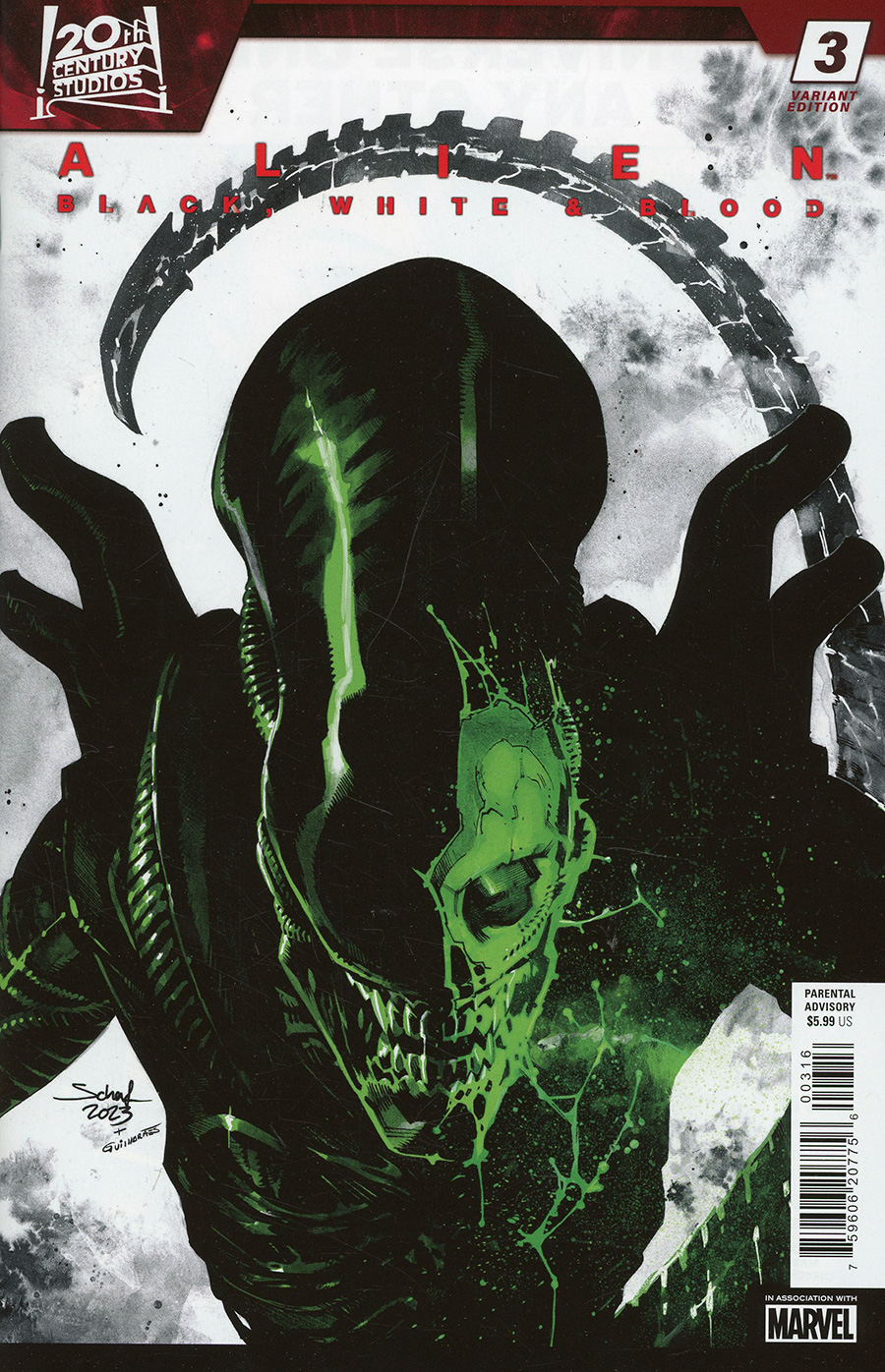 Alien Black White & Blood #3 Cover C Incentive Jonas Scharf Variant Cover
