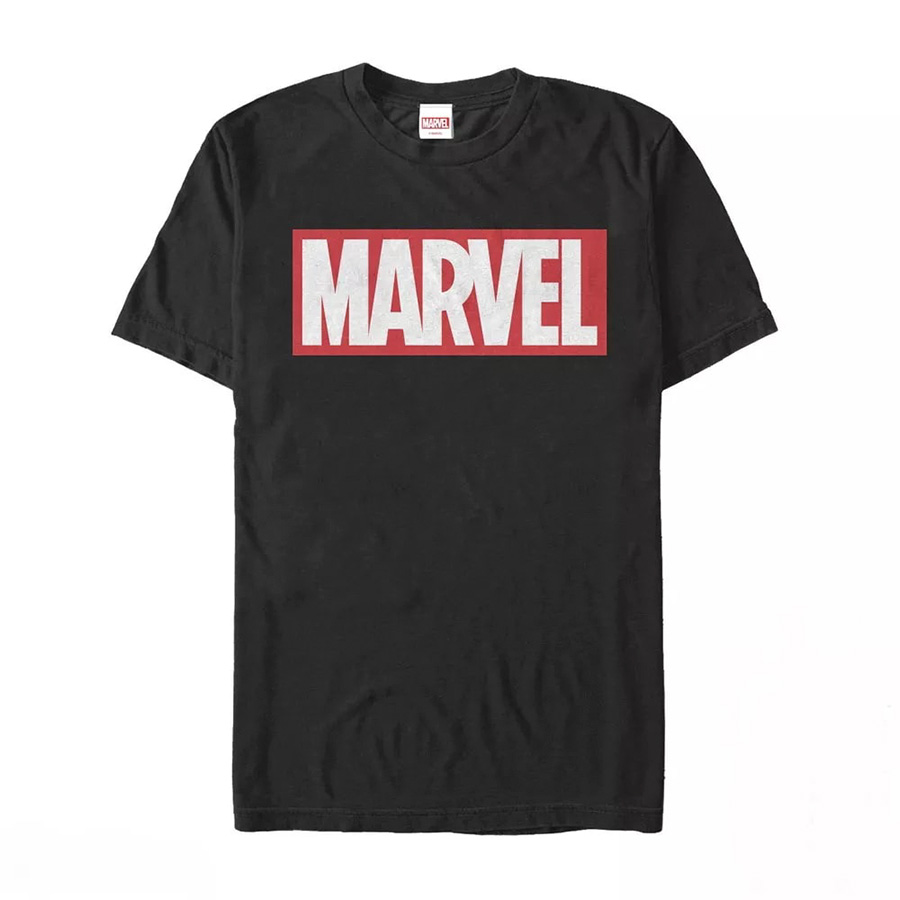 Marvel Classic Bold Logo Black Mens T-Shirt Large