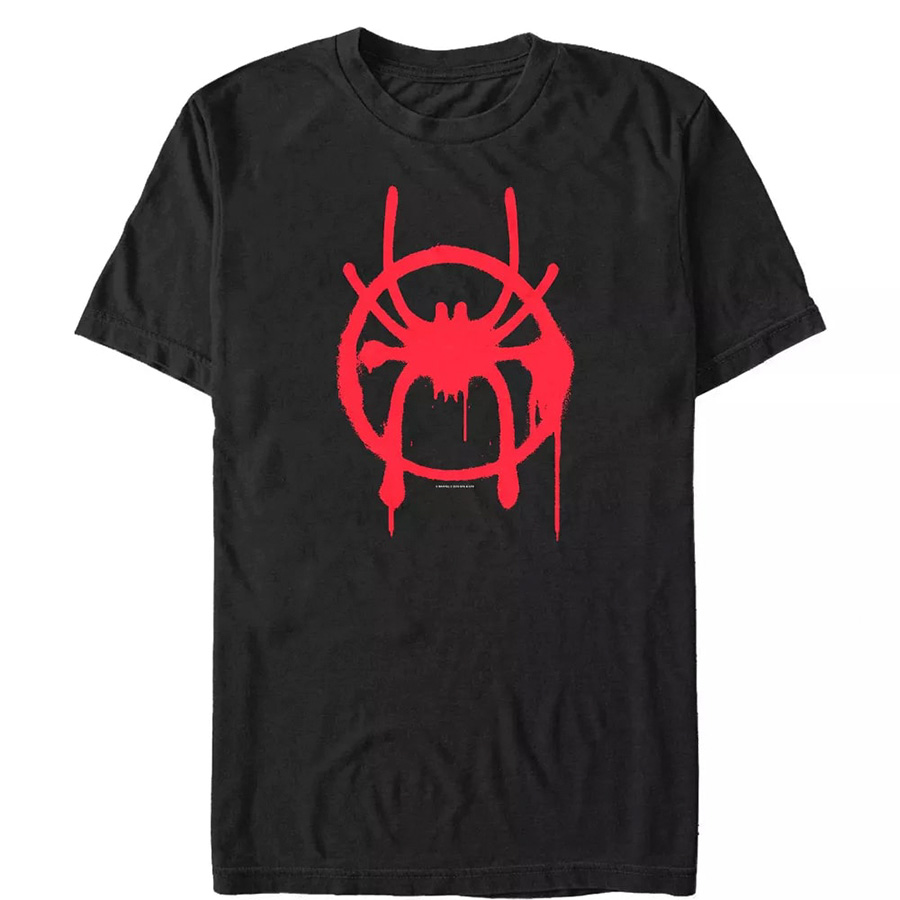 Spider-Man Into The Spider-Verse Miles Symbol Black Mens T-Shirt Large
