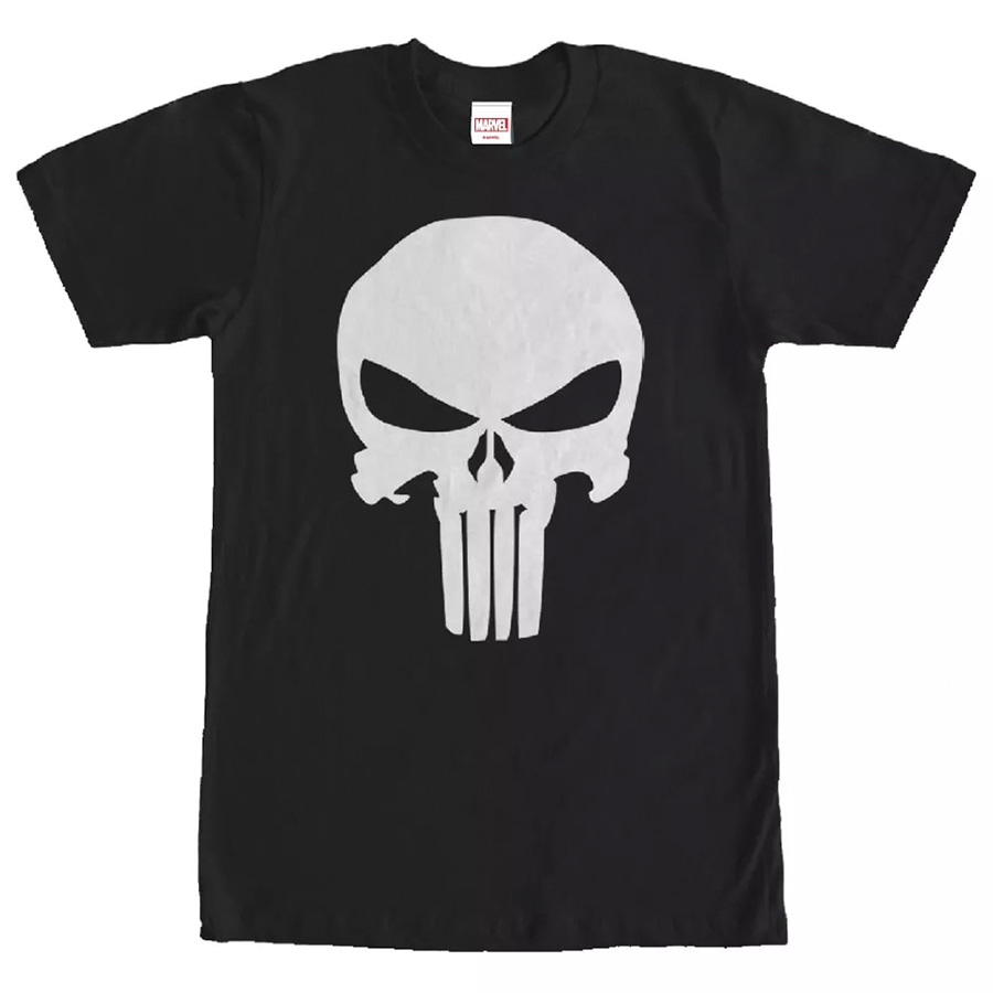 Marvel Punisher Classic Skull Symbol Black Mens T-Shirt Large