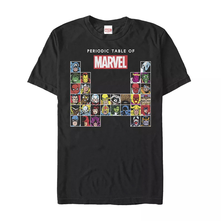 Marvel Periodic Table Of Heroes Black Mens T-Shirt Large