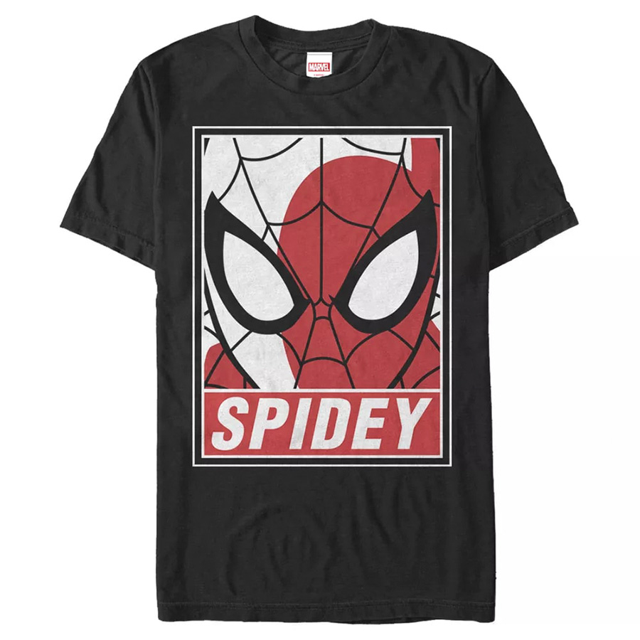 Spider-Man Portrait Black Mens T-Shirt Large