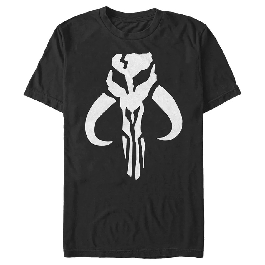 Star Wars The Mandalorian Skull Logo Black Mens T-Shirt Large